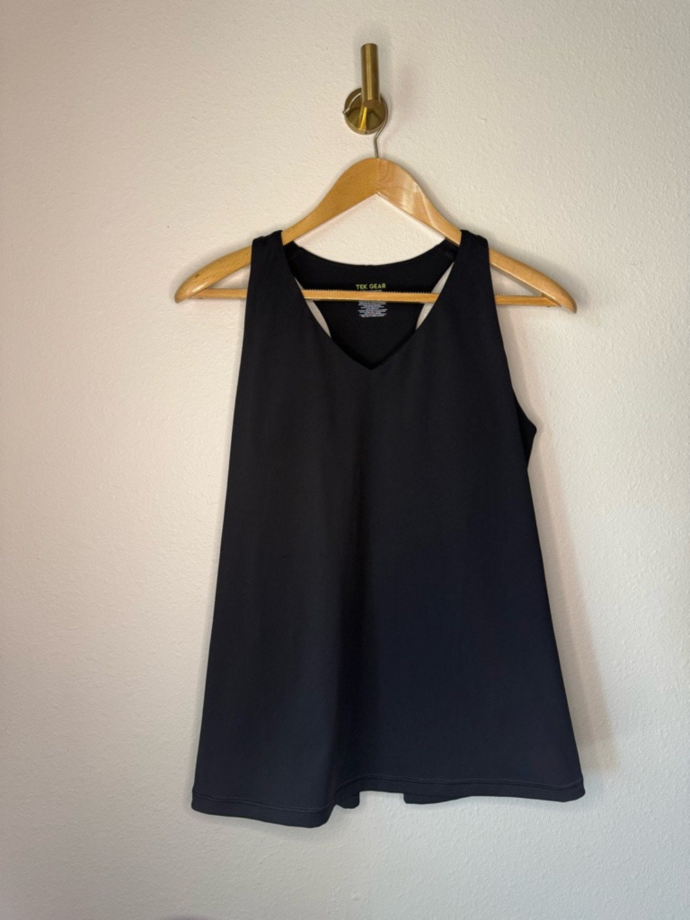 Tek Gear Ultrastretch Black Racerback Tank Top with Built In Bra size L